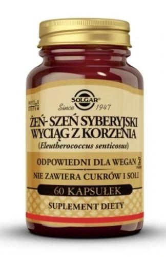 Zdjęcie SOLGAR Żeń-szeń syberyjski wyciąg z korzenia, 60 kaps
